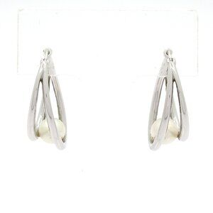 Mikimoto Earrings Silver 18K White Gold White Pearl